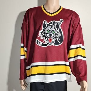 Men's Burgundy and Gold Wolf Hockey Jersey